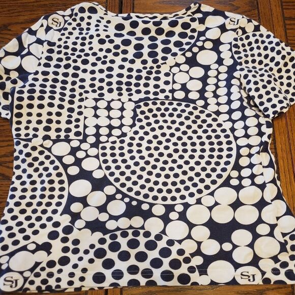 Vintage St John Sport blue&white polkadot swirl to - Picture 2 of 3